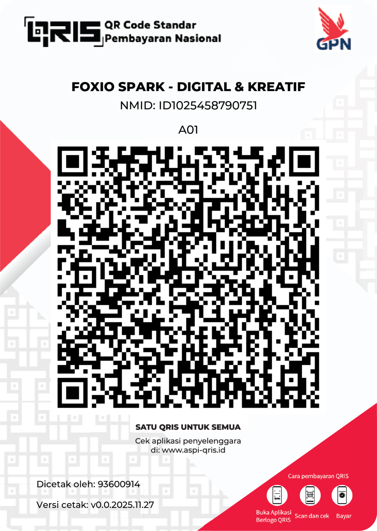 QRIS Pembayaran Foxio Spark